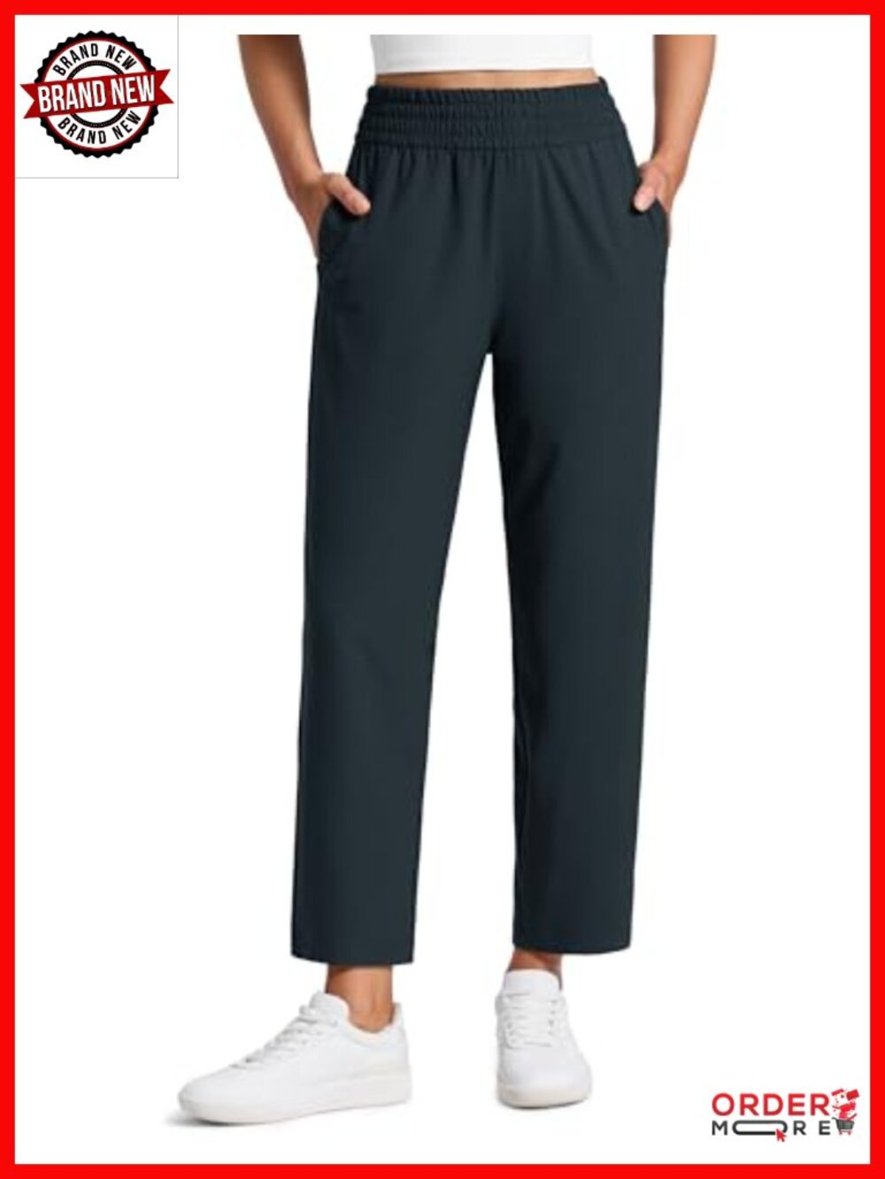Drapey Tapered Ankle Yoga Pants High Rise Pockets